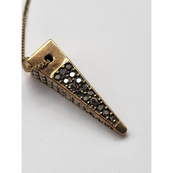 OTAZU Women's Gold Tone Rhinestone Pendant Necklace Dagger Pendulum Triangle - Picture 8 of 10